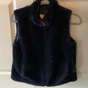 J crew navy fur vest